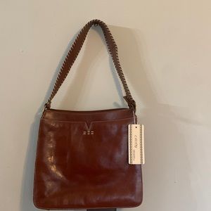 Brown faux leather handbag